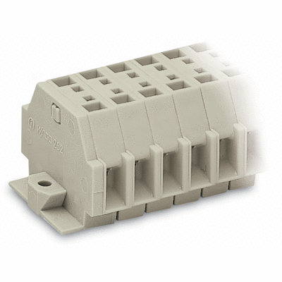 Morsettiera per 2 conduttori, senza pulsanti, adatto per applicazioni Ex e II, con flange di fissaggio, per versioni di montaggio a vite o similari, Foro di fissaggio Ø 3,2 mm, 4 mm², CAGE CLAMP®