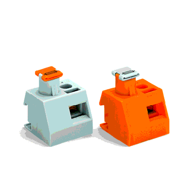 Borne à fusible pour transformateur Cosse à souder ouverte avec plaques de serrage à ouverture automatique Connexion à vis/par soudure Fiche de fusible, grise