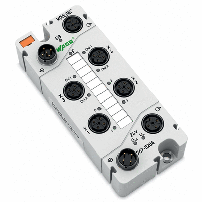 MOVILINK®-Interface (RS-232, RS-485) 2 interfaces (2 x M12) + 4 digital inputs/outputs (2 x M12, two outputs per connector)
