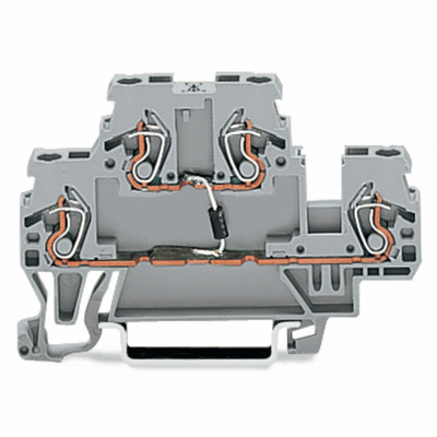 Component terminal block, double-deck, with diode 1N4007, anode, left side, for DIN-rail 35 x 15 and 35 x 7.5, 2.5 mm², CAGE CLAMP®