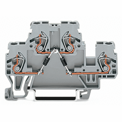 Component terminal block, double-deck, with 2K7 and 10K0 resistors, for DIN-rail 35 x 15 and 35 x 7.5, 2.5 mm², CAGE CLAMP®