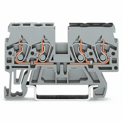 Double potential terminal block, 2.5 mm², side and center marking, for DIN-rail 35 x 15 and 35 x 7.5, CAGE CLAMP®