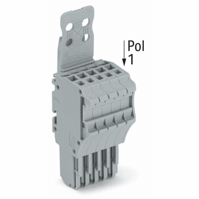 Connecteur femelle pour 1 conducteur, Push-in CAGE CLAMP®, 1,5 mm², Pas 3,5 mm, Cliquet de verrouillage central, Plaque de décharge de traction