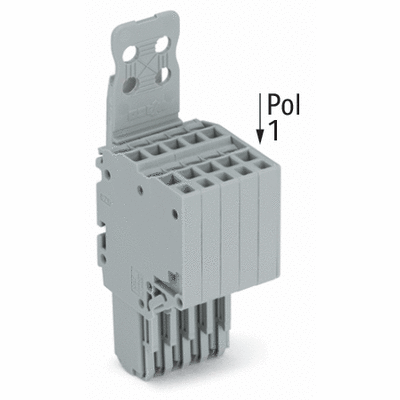 Connecteur femelle pour 2 conducteurs, Push-in CAGE CLAMP®, 1,5 mm², Pas 3,5 mm, Cliquet de verrouillage central, Plaque de décharge de traction
