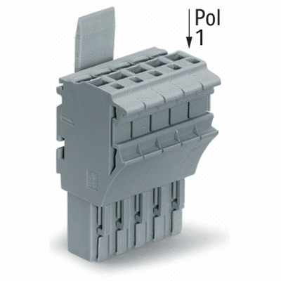 Connecteur femelle pour 1 conducteur, Push-in CAGE CLAMP®, 4 mm², Pas 5,2 mm, 1 pôle, Cliquet de verrouillage central
