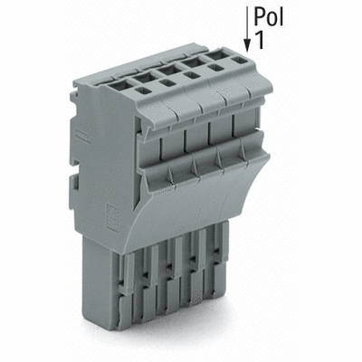 Connecteur femelle pour 1 conducteur, Push-in CAGE CLAMP®, 4 mm², Pas 5,2 mm, Cliquet de verrouillage central