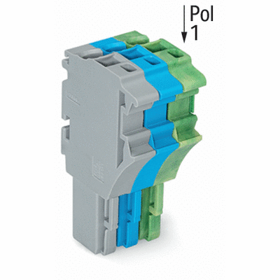 1-conductor female plug with ground base module (green-yellow) for insertion into carrier terminal blocks codable