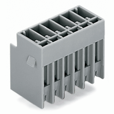 THT male header, 1.0 x 1.0 mm solder pin, straight, Preceding ground contact, Pin spacing 5 mm