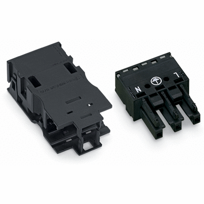 Socket, with strain relief housing, 3-pole, Cod. A