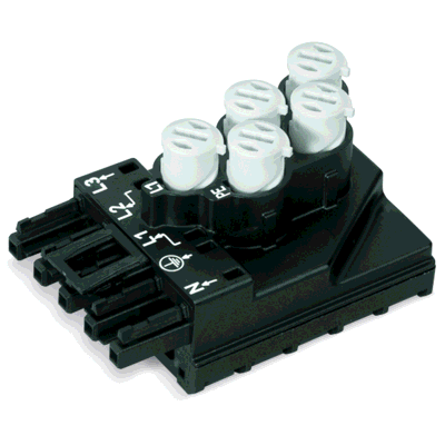 Tap-off module, for flat cable, 5 x 2.5 mm² + 2 x 1.5 mm², 5-pole, Cod. A, with cable connection on the output side