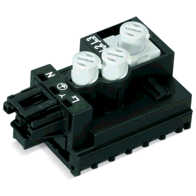 Tap-off module, for flat cable, 5 x 2.5 mm² + 2 x 1.5 mm², 3-pole, Cod. A, with cable connection on the output side