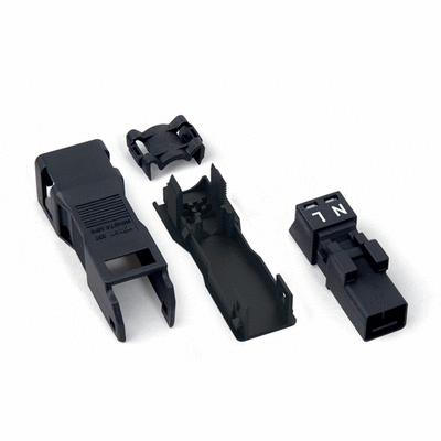 Plug, with strain relief housing, 2-pole, Cod. A