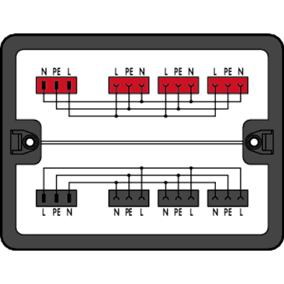 Distribution box; Distribution; Single-phase current (230 V); 2 circuits; Coding A + P
