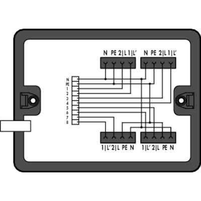 Distribution box, supply cable entry, 4 outputs, Cod. A, MIDI