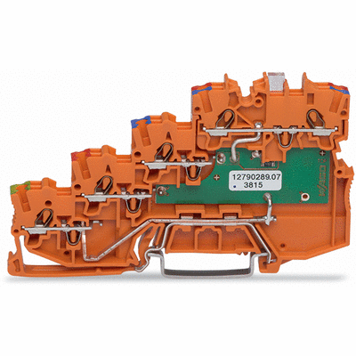 Borna de alimentación de sensores para 4 conductores, LED verde, con contacto a tierra directo, 1 mm², Push-in CAGE CLAMP®