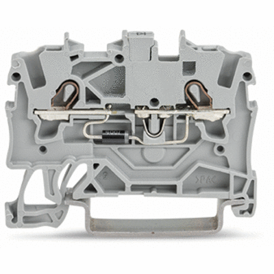 Component terminal block, 2-conductor, with diode 1N4007, anode, left side, for DIN-rail 35 x 15 and 35 x 7.5, 1.5 mm², Push-in CAGE CLAMP®