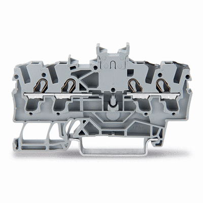 Double potential terminal block, 2.5 mm², with double, center marker slot, for DIN-rail 35 x 15 and 35 x 7.5, Push-in CAGE CLAMP®