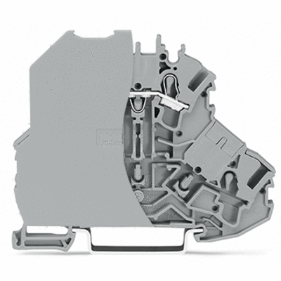 Double-deck terminal block, gray separator, L, oversized, contact inserts only on upper deck, for DIN-rail 35 x 15 and 35 x 7.5, 2.5 mm², Push-in CAGE CLAMP®