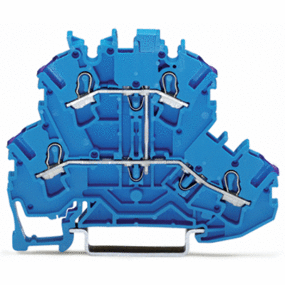 Borna de doble piso, Borna de paso para 4 conductores, Neutro, sin porta-etiquetas, Apropiado p. aplicaciones Ex e II y Ex i, puenteo interno, Introducción del conductor con impresión violeta, para carril DIN 35 x 15 y 35 x 7,5, 2,5 mm², Push-in CAGE CLAMP®