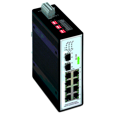 Industrial-Switch, 8-port 100Base-TX, 2 Slots 100Base-FX, Extended temperature range, EXT