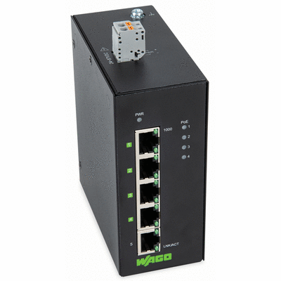 Industrial-ECO-Switch, 5-port 1000Base-T, 4 * Power over Ethernet, Extended temperature range