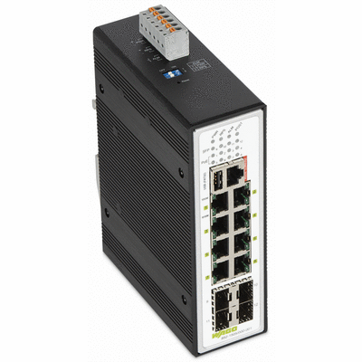 Industrial-Managed-Switch, 8-Port 1000BASE-T, 4-Slot 1000BASE-SX/LX, Extended temperature range, 8 * Power over Ethernet, USB