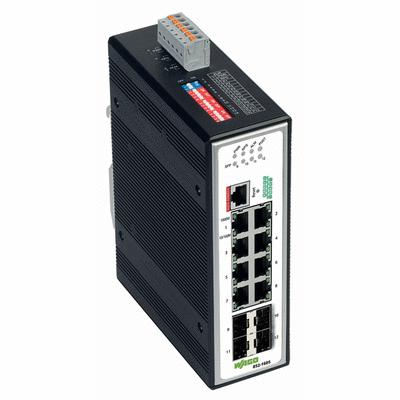 Industrial Managed Switch, 8 Ports 1000Base-T, 4 SFP Gigabit Ethernet Ports, PROFINET, USB