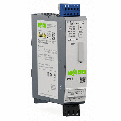 Power supply, Pro 2, 1-phase, 48 VDC output voltage, 2.5 A output current, TopBoost + PowerBoost, communication capability