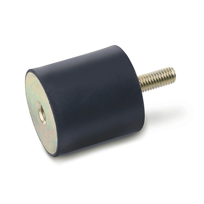 Rubber buffers, with 1 tapped hole and 1 threaded stud Inch