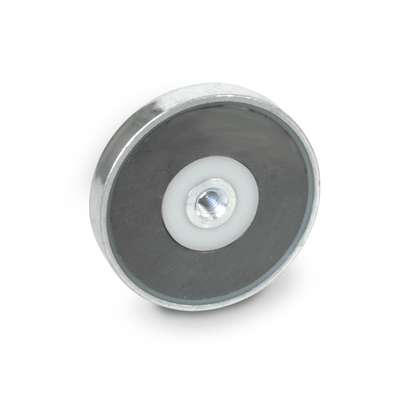 Retaining magnets, disc-shaped, with female thread