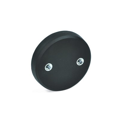 Retaining magnets, disc-shaped, with 2 female thread, with rubber jacket