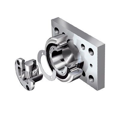 axial bearings adjustable by shims (PR) with flange plates