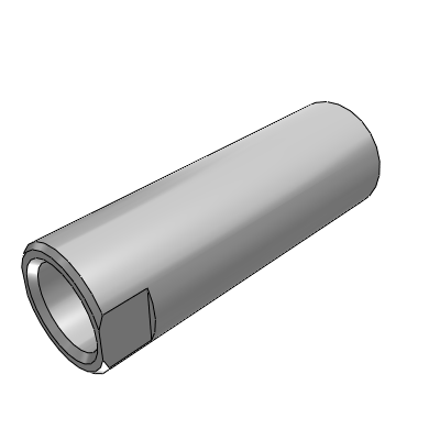 Pipe type guide shaft with internal threads at both ends and wrench grooves