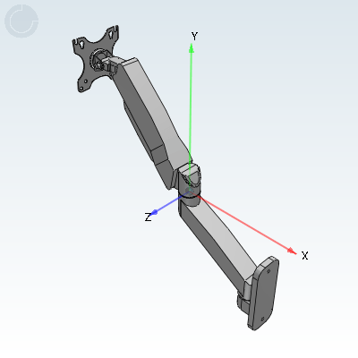Display bracket without keyboard, single display wall mounted installation shaft connection, gas spring Both arms Q235+ABS plastic