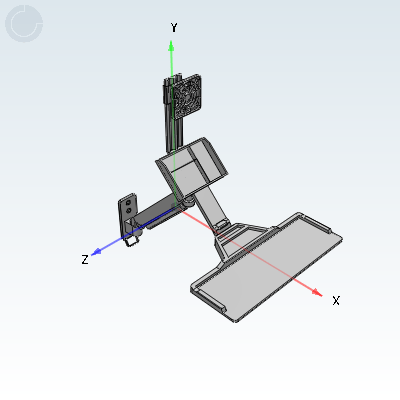 Display bracket, universal keyboard, single monitor, wall mounted installation, fixed gas spring type, single arm
