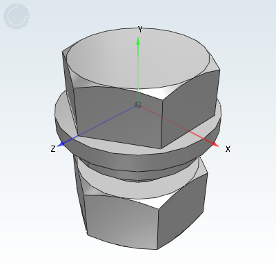 Hexagonal combination bolt with flat washer, spring washer, nut