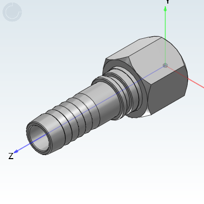 Internal locking hose connector with American JIC thread and 74 ° inner cone sealing