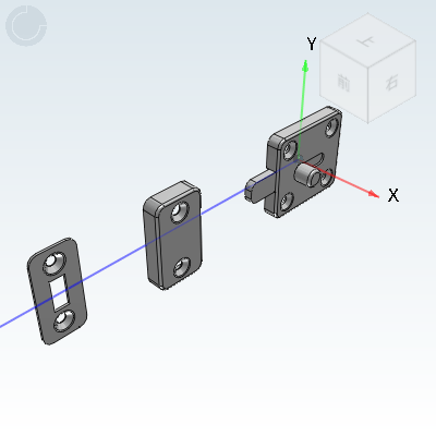 Sliding flat pin, mid-range distance, mounting hole offset type