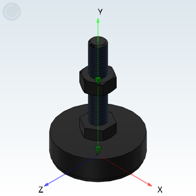 Seismic-resistant feet cup, heavy-duty type, round stepless, fixed adjustable · Metal + rubber base type