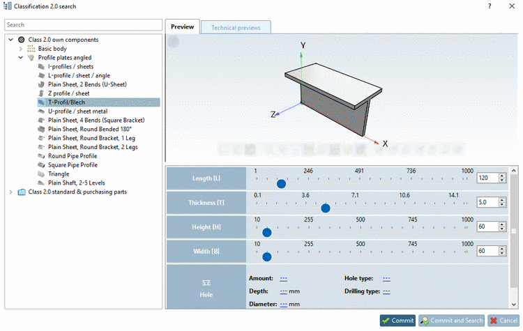 Example: Searching with a T profile as template