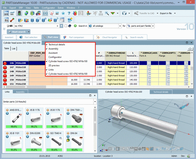"Links" and "Assembly" combined - "Technical details" and "3D preview" combined