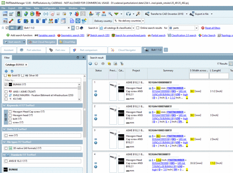You can recognize products with assignments by the little black arrow at the beginning of lines