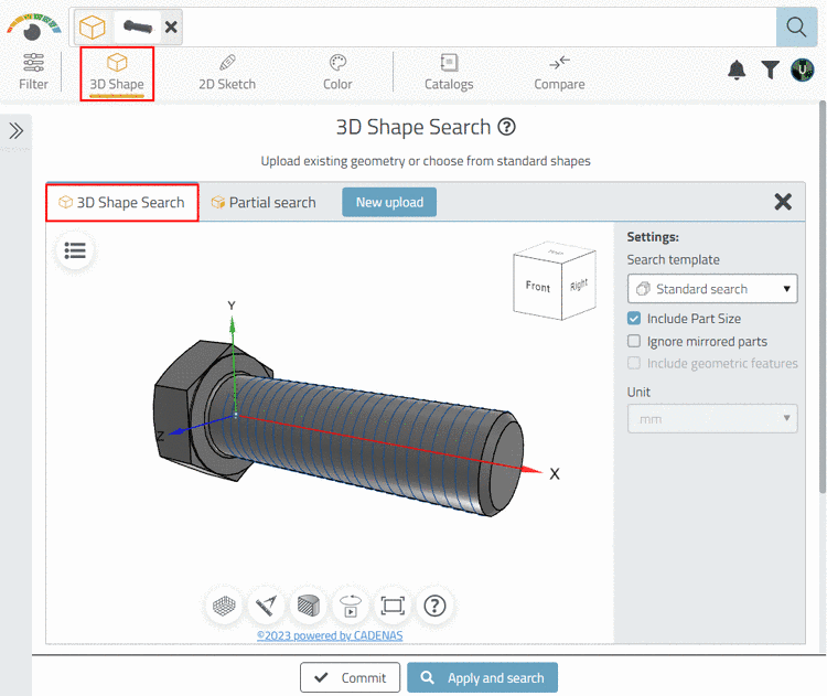 Dialog box Chamfer/Fillet: In this example with option "Fillet" and Radius = 3