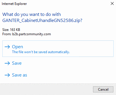 Display of options exemplarily in Internet Explorer