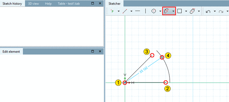 Arc (center, start angle, end angle, radius): Create arc