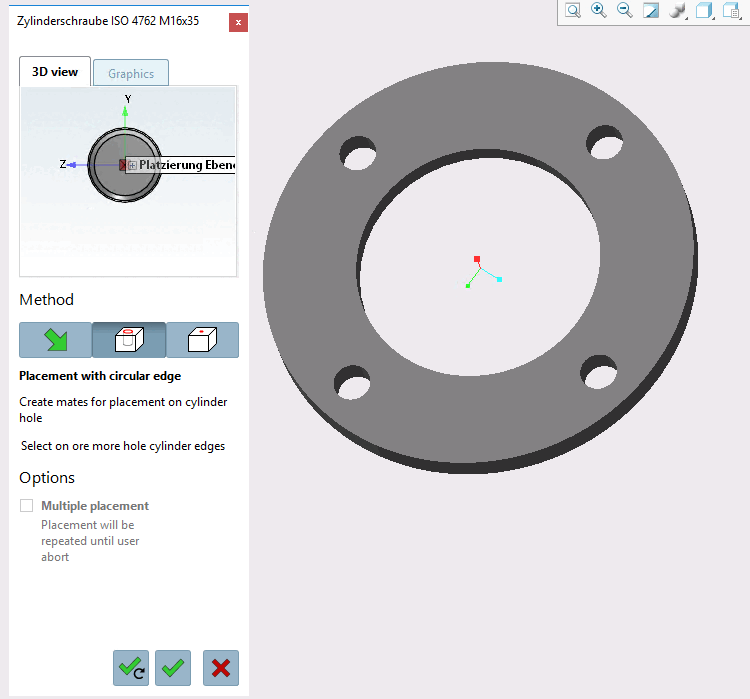 The PARTsolutions placement dialog opens.