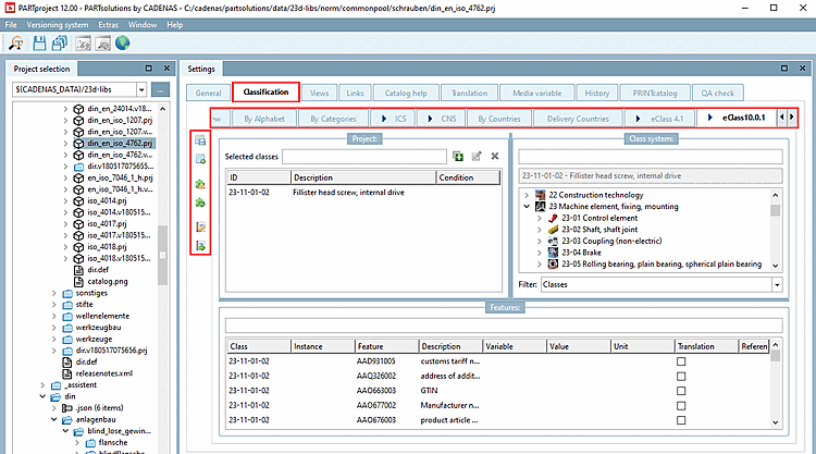 Classification " tab page