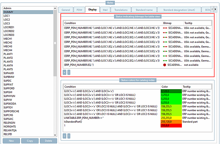 Status indicating bitmaps for table view