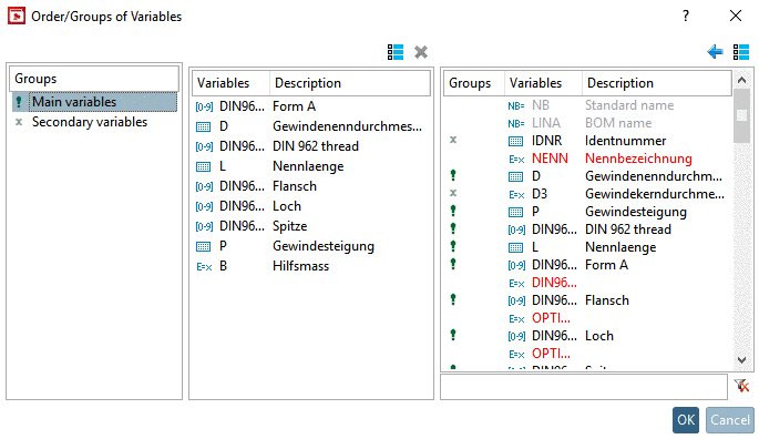 Order/Groups of Variables