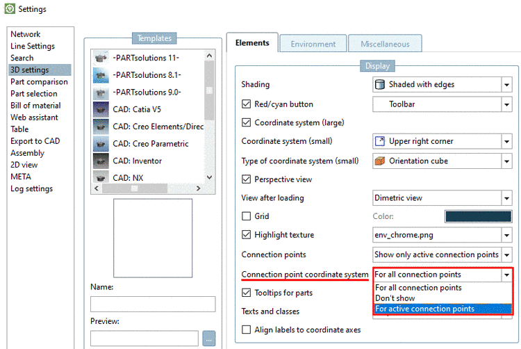 Setting "Connection point coordinate system"